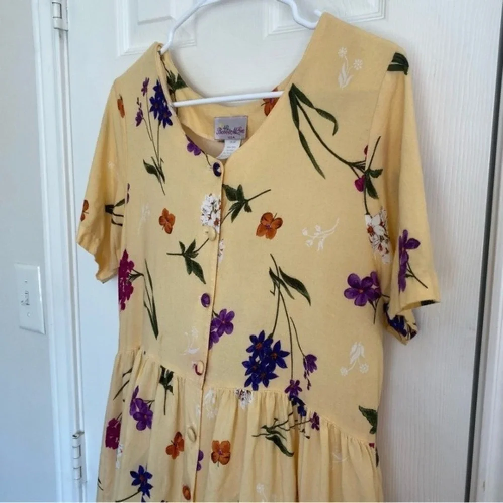 Y2K Vintage‎ BOBBIE MCGEE Women's 90s Floral Yellow Maxi Dress Cottage Core SZ M